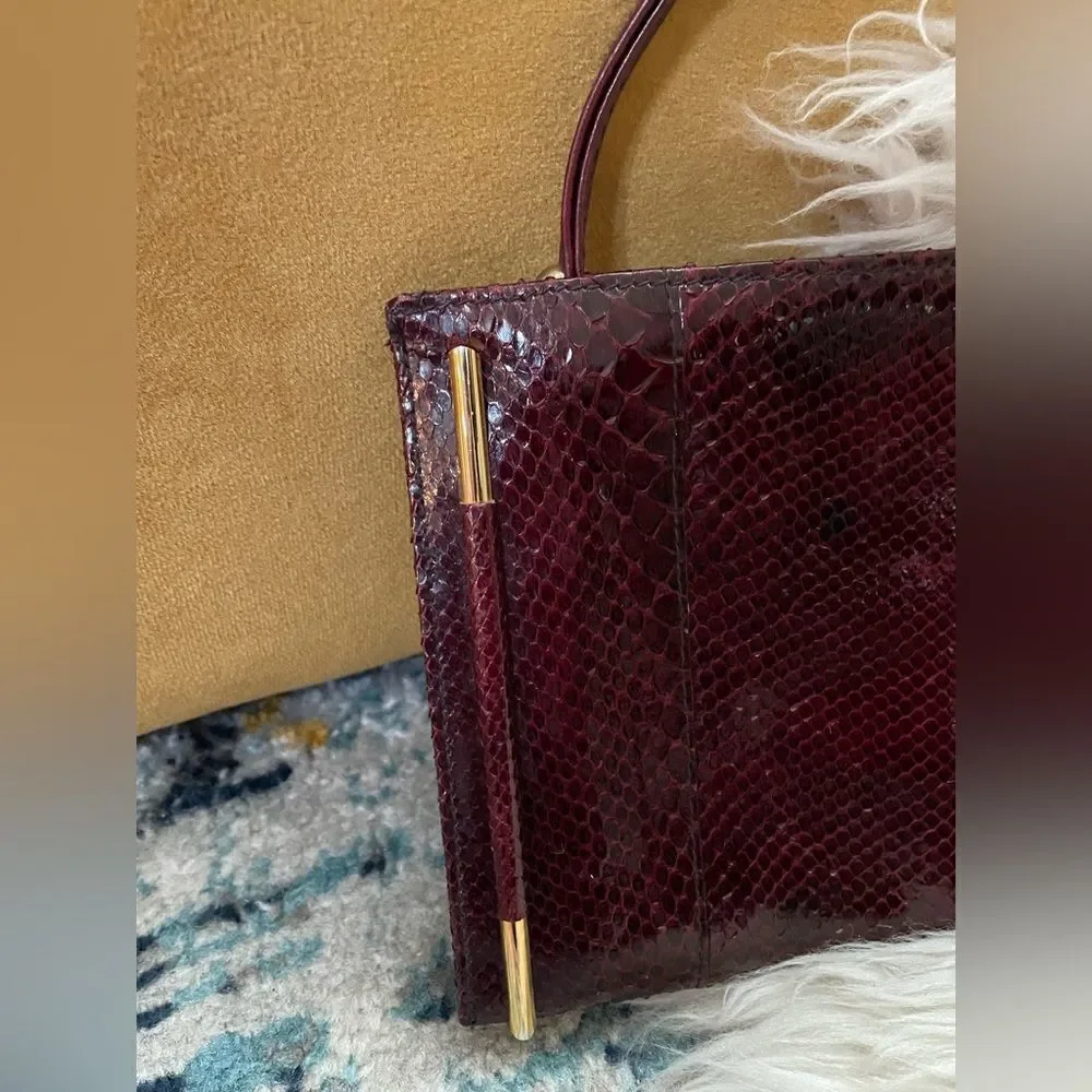 Vintage 70’s Lisette Snakeskin Wristlet/Clutch with Gold Tone Accents